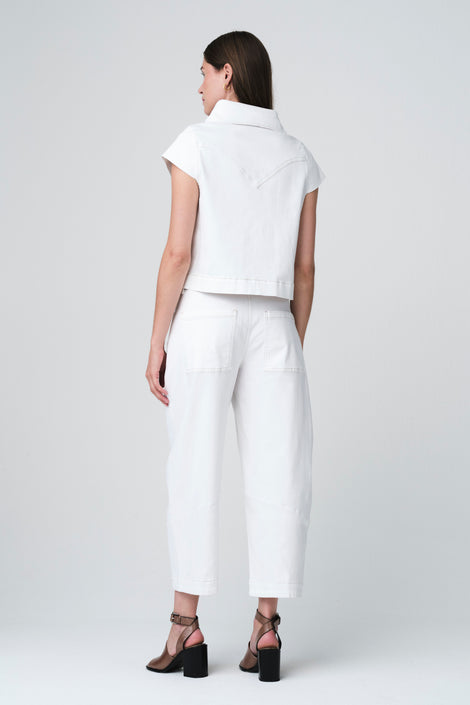 Martinez jeans white vest | Shiny White