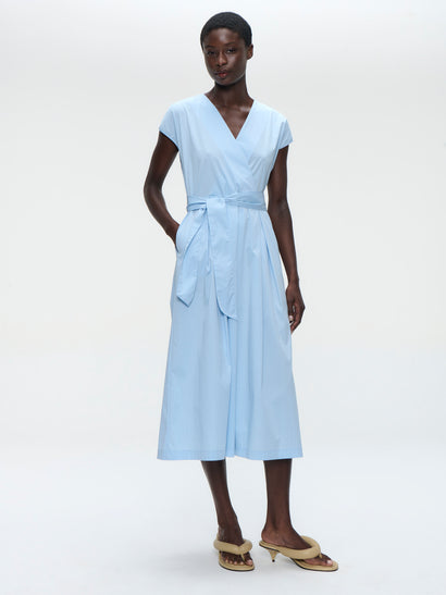 Lange poplin jurk 2945 | Lichtblauw