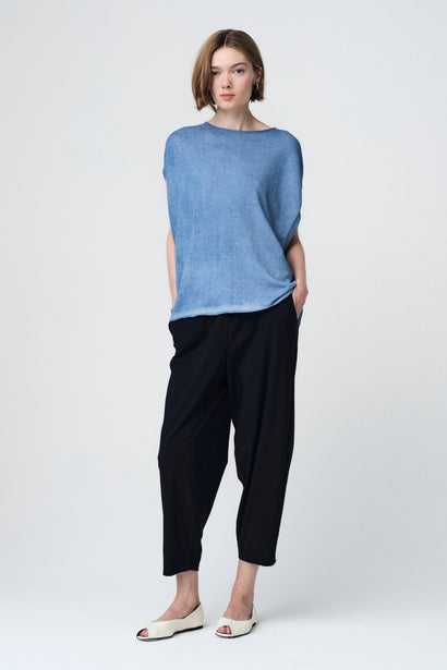 Top aus gefärbter Baumwolle 23150 | Blau