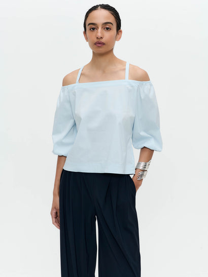 Samira cotton mix top | Light Blue