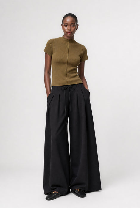Nova viscose pleated pants | Black