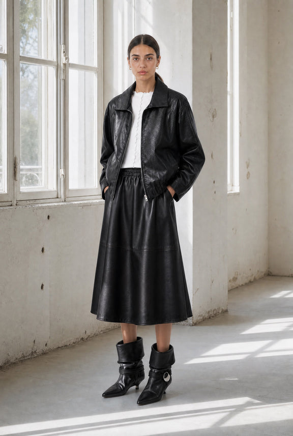 Pola eco Leer Bomber Jack | Black