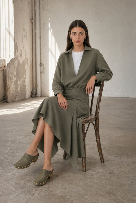 Marta asymmetrical Viskose Rock | Green