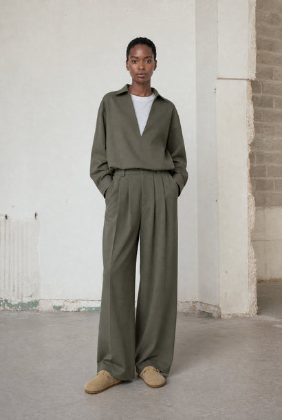Pantalon plissé Sloan en viscose | Vert