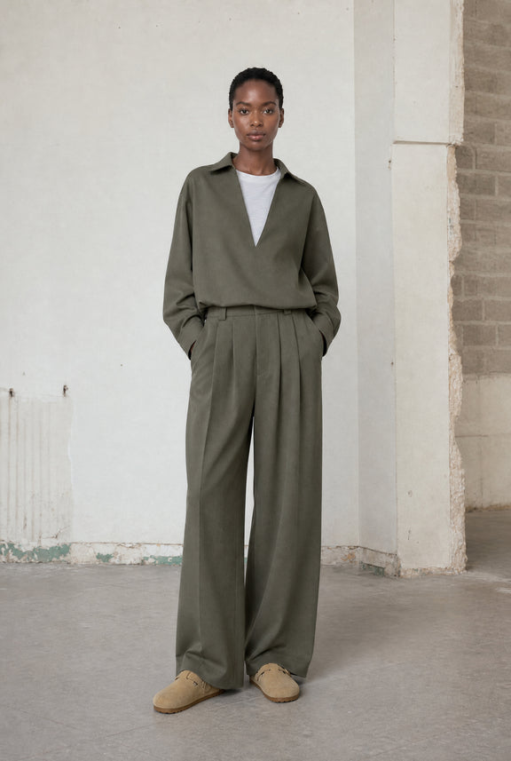 Sloan viscose pleated pants | Green