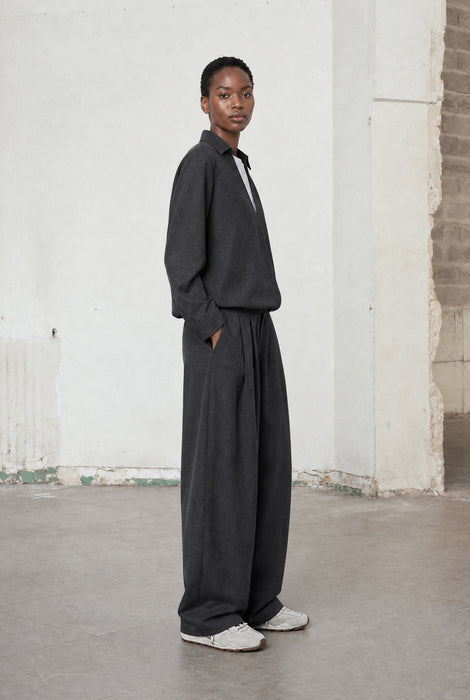 Sloan viscose pleated broek | Anthracite
