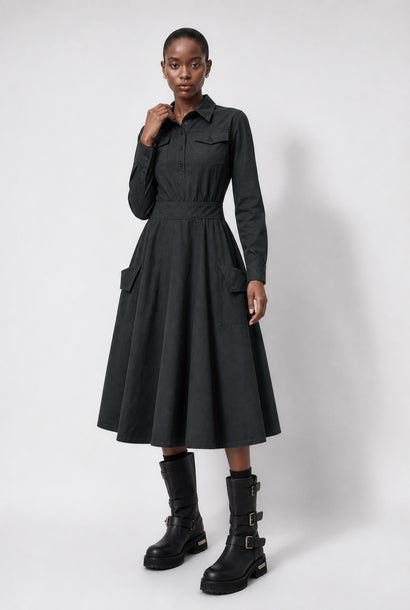 Amara polon shirt dress | Anthracite