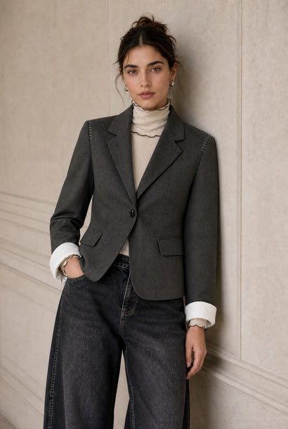 Eleni viscose basic blazer | Melange