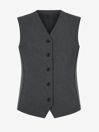 Gilet Oda en viscose à dos en maille | Gris