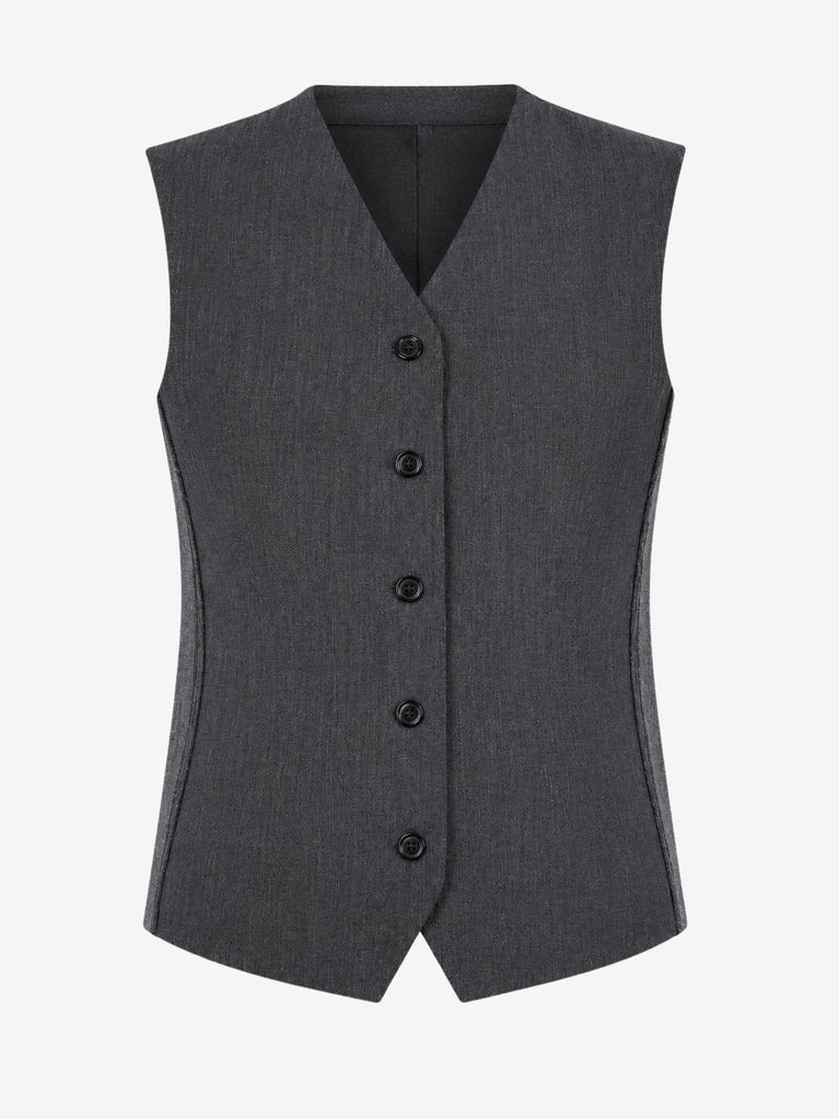 Oda back knitted Viskose Weste | Grey