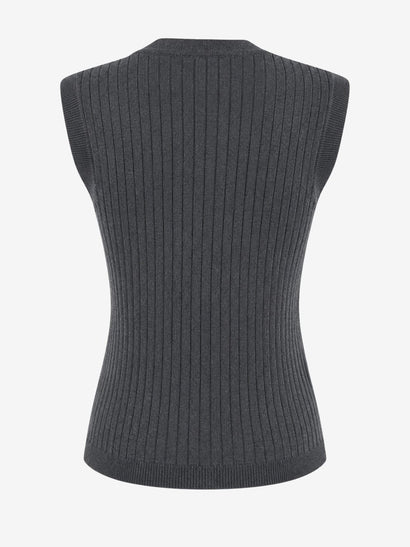 Gilet Oda en viscose à dos en maille | Gris