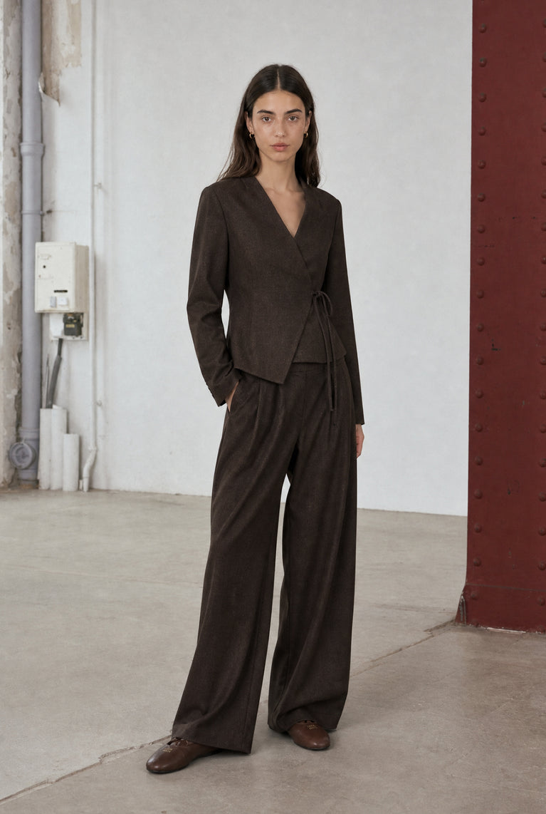 Lean wide-leg Hose | Dark Brown