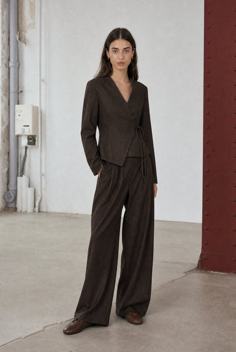 Jade fitted viscose blazer | Dark Brown