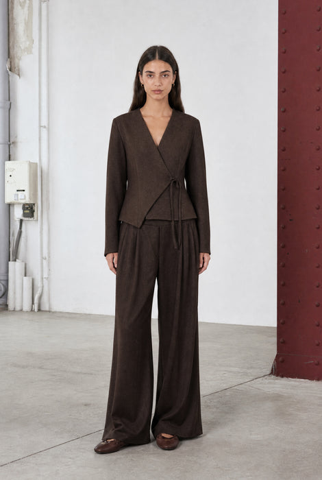 Lean wide-leg Hose | Dark Brown