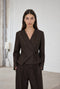 Jade fitted viscose blazer | Dark Brown