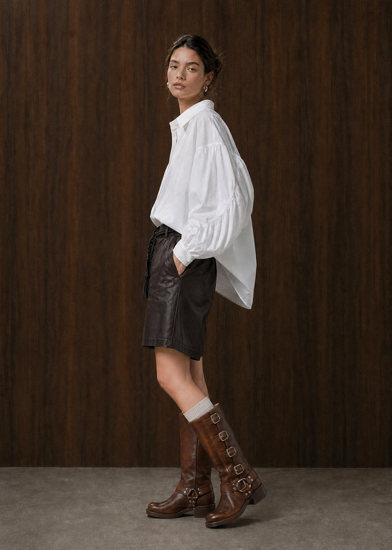 Sola eco Leder bermuda shorts | Dark Brown
