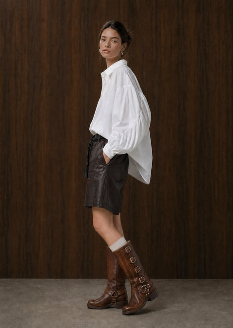 Adelina Baumwolle oversized Bluse | White