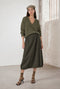 V-Ausschnitt melange pullover 26553 | Green