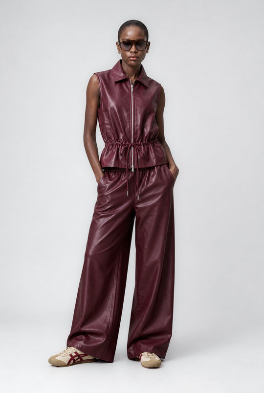 Sienna eco leather wide-leg pants