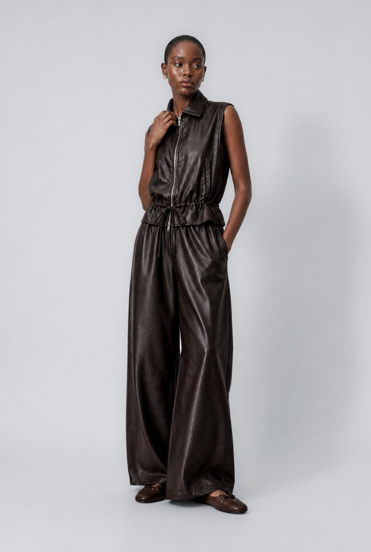 Sienna eco leather wide-leg pants