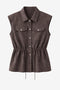Arden suede effect vest | Dark Brown