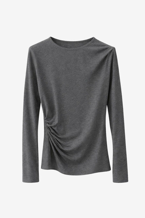 Ari Baumwolle top | Grey Melange