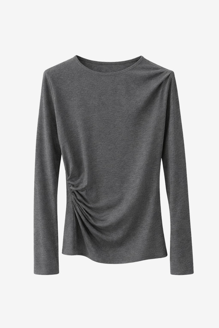 Ari Baumwolle top | Grey Melange