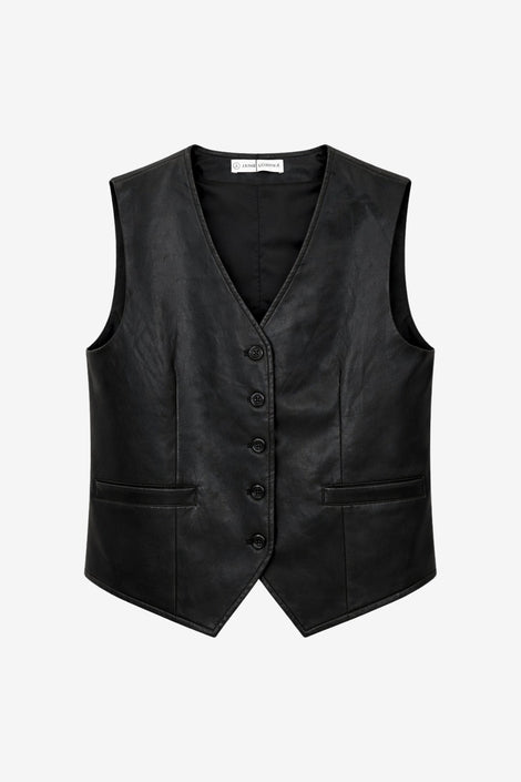Arian eco Leer vest | Black