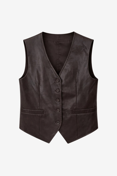 Gilet Arian in ecopelle | Marrone scuro