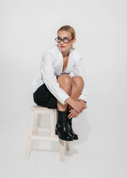 Asymmetrisk omlottblus i poplin | Vit