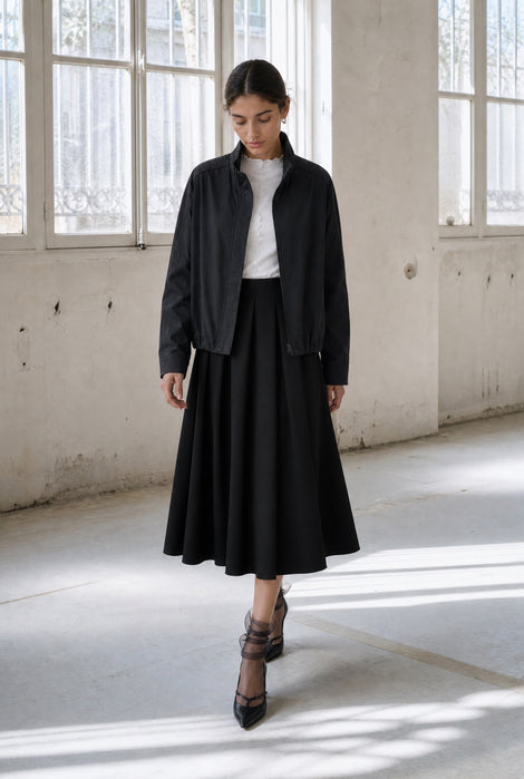 Awrora Baumwolle pleated bomber Jacke | Navy