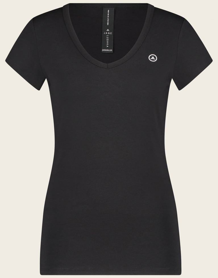 T shirt V Neck Easy Wear Organic Cotton | Black