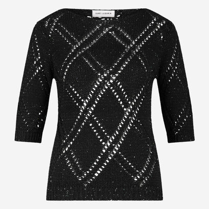 Openwork top with sequins 9040 | Black