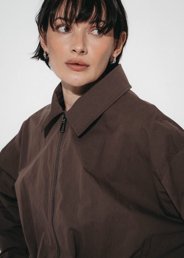 Blaze pleated bomber jacket | Dark Brown