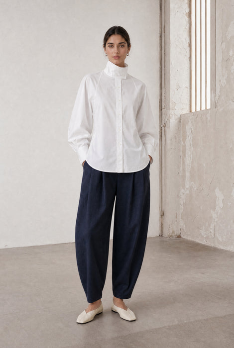 Bree katoen popeline blouse | White