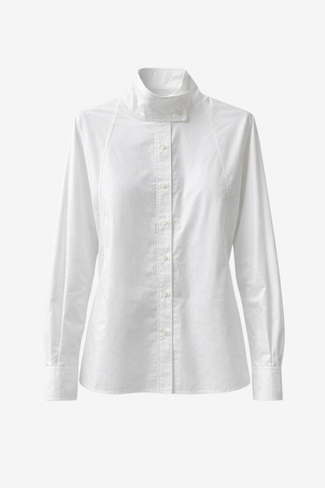 Bree katoen popeline blouse | White