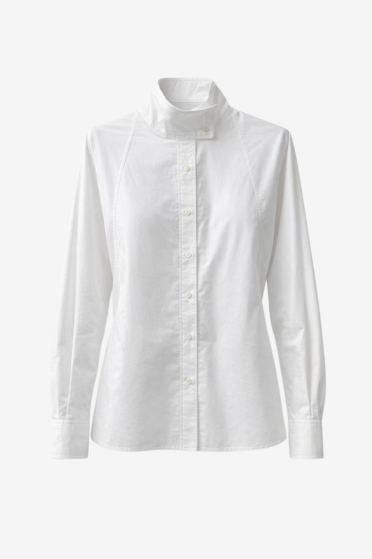 Bree katoen popeline blouse | White