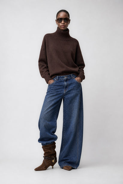 Sassy barrel-jeans i denim | Nattblå
