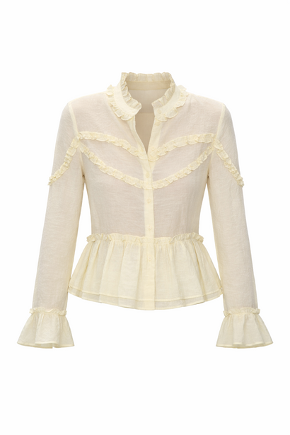 Netty bluse i bohemstil | Gul