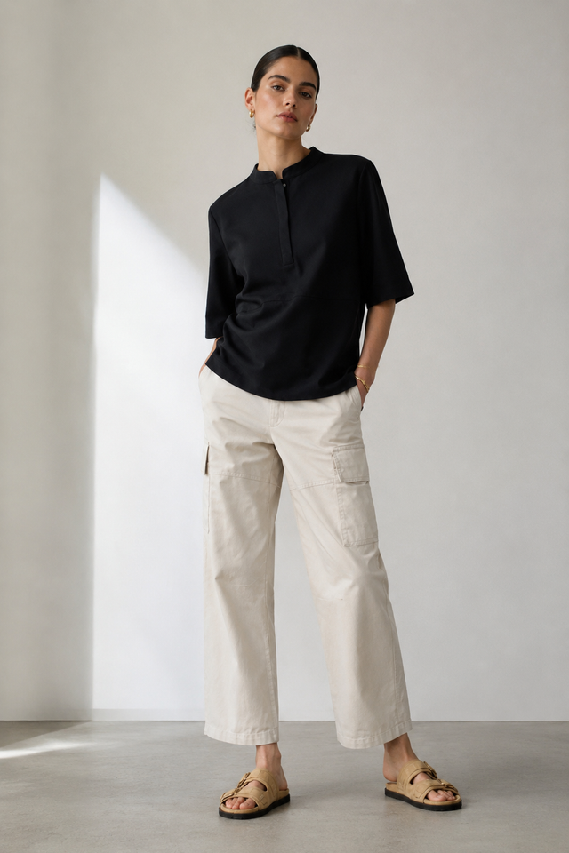 Damiana stretch technical jersey top Damiana stretch technical jersey top | Black