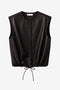 Clare eco leather Weste | Dark Brown