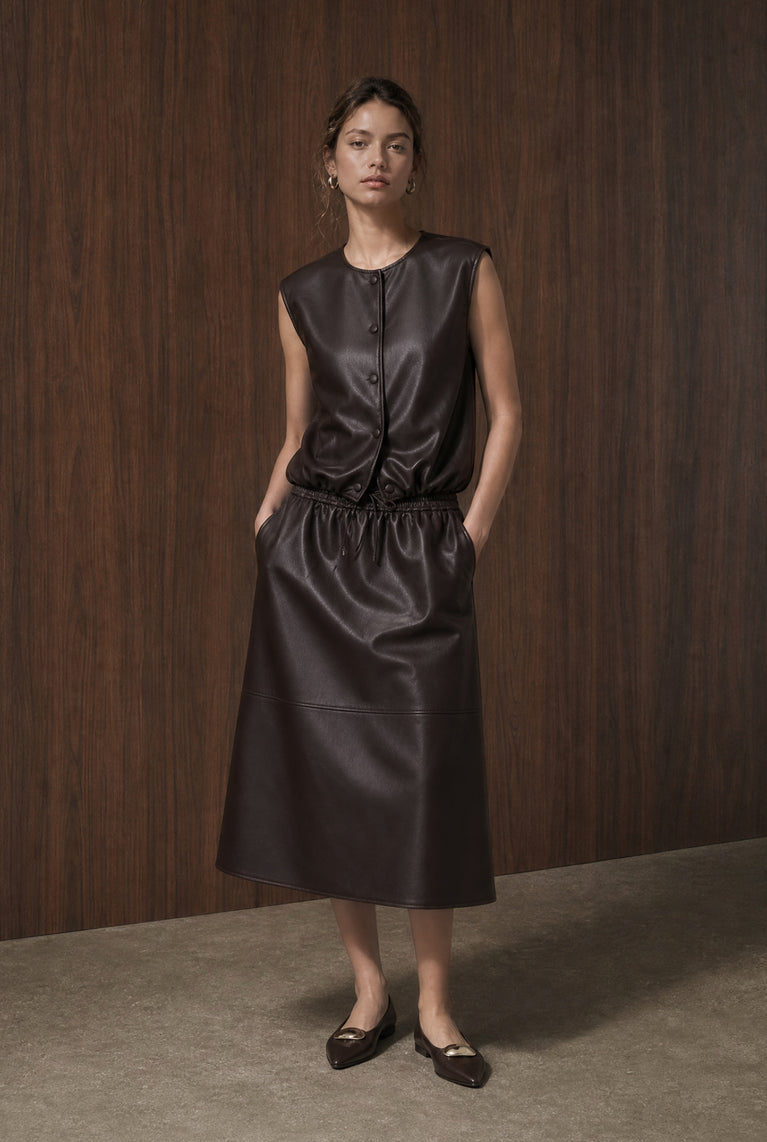 Clare eco Leer vest | Dark Brown