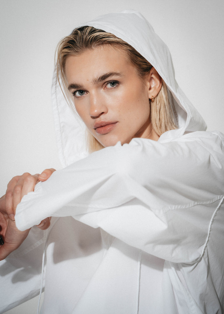 Clio hoodie zipper Bluse | White