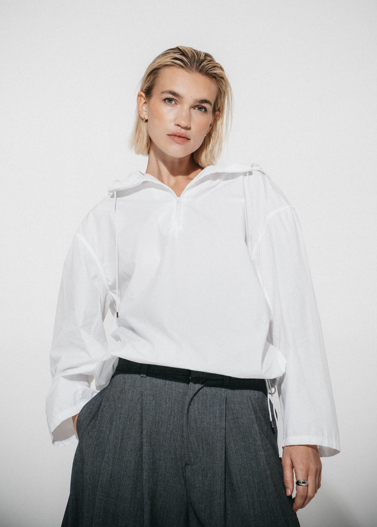 Clio hoodie zipper Bluse | White