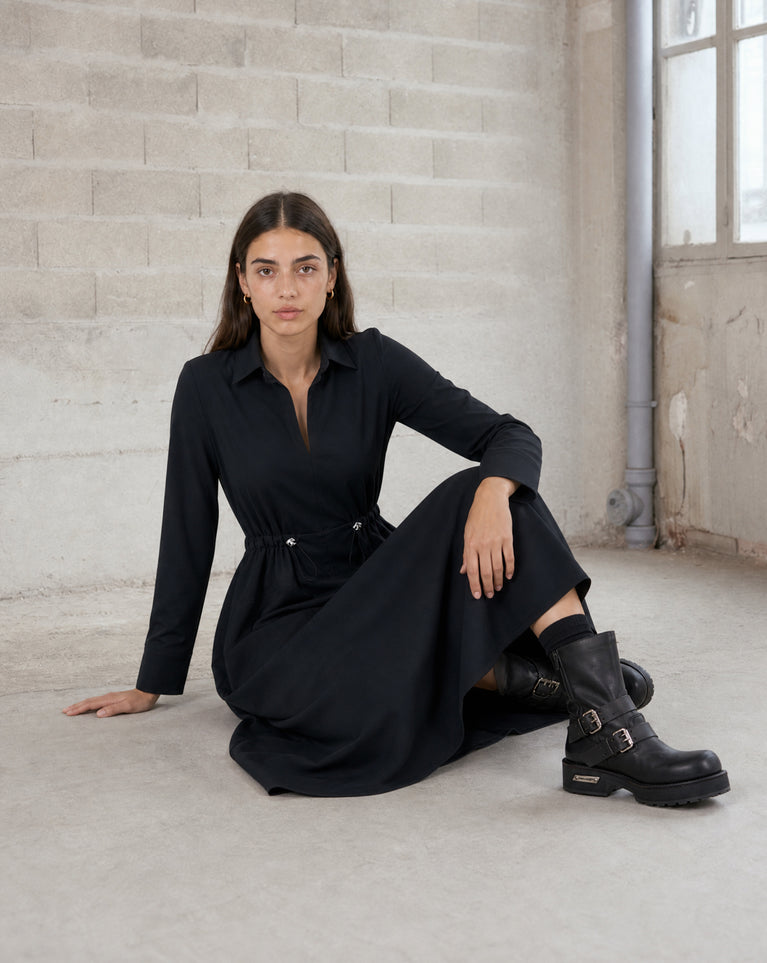 Delfina dress technical jersey | Black