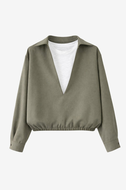 Dina viscose double blouse | Green