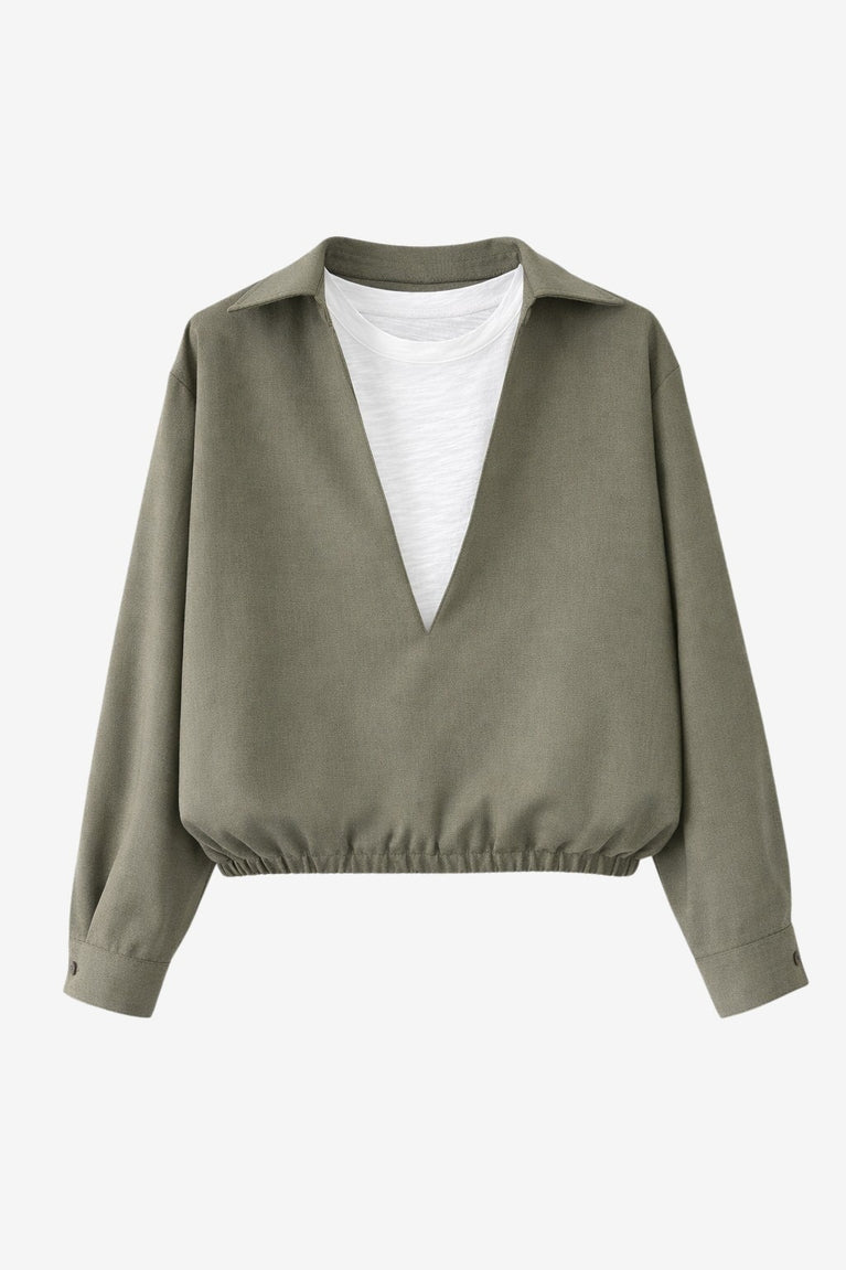 Dina Viskose double Bluse | Green