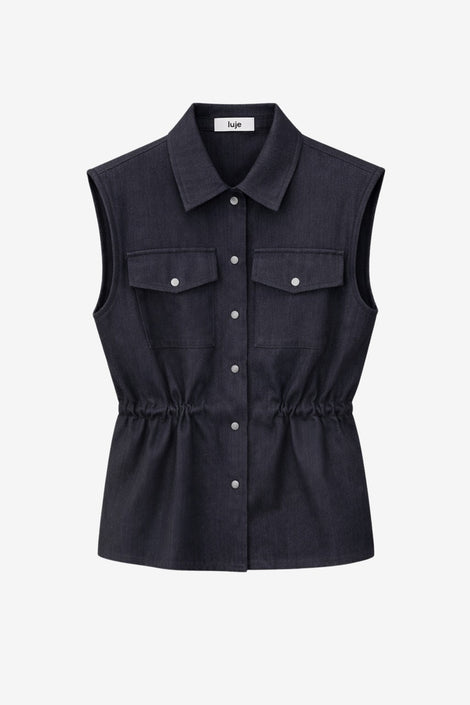 Eden indigo jeans Weste | Dark Blue