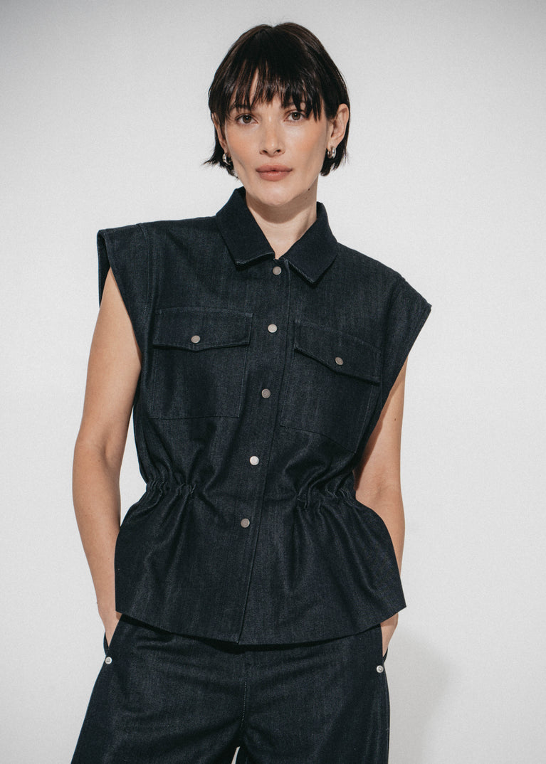 Eden indigo jeans Weste | Dark Blue