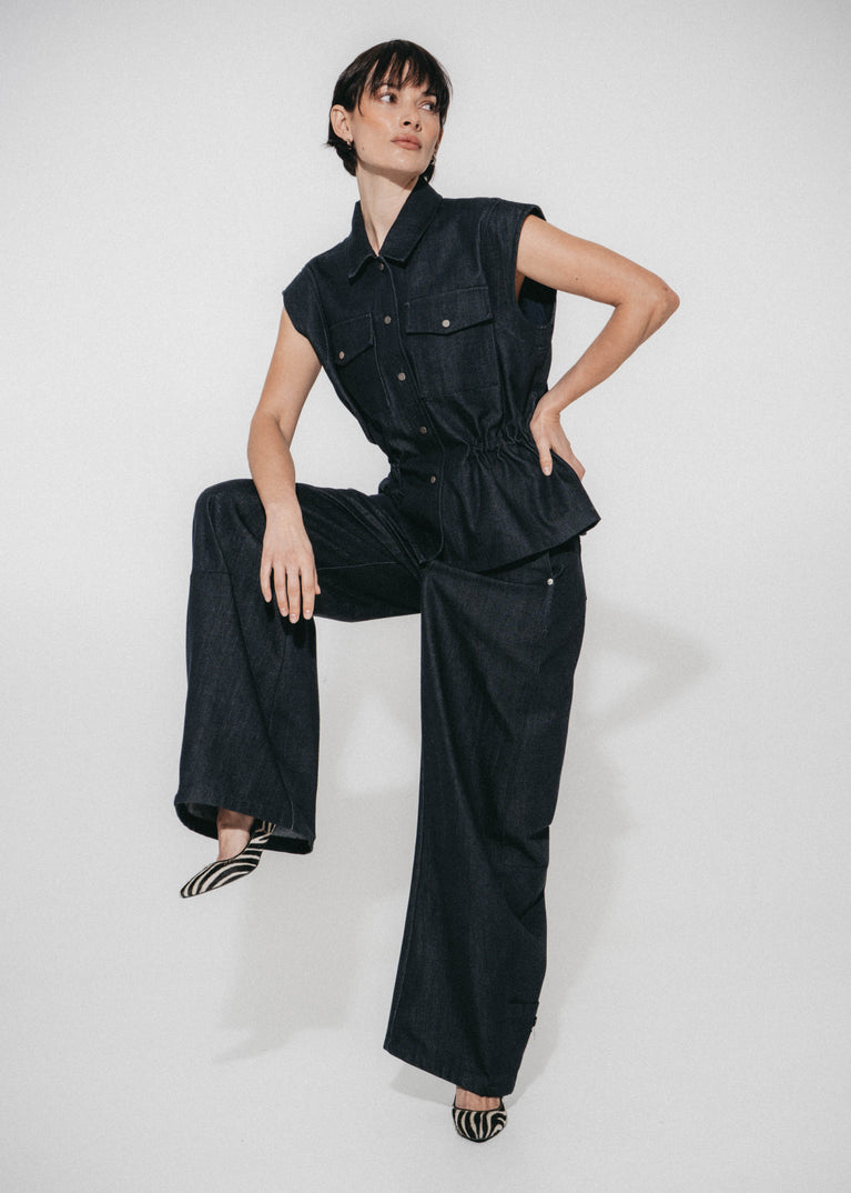 Eden indigo jeans Weste | Dark Blue